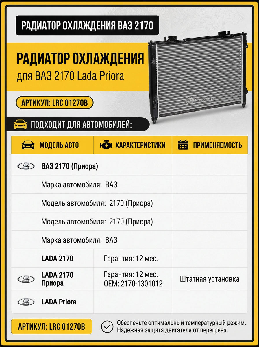 Радиатор охлаждения Ваз 2170 HALLA Luzar (5шт)